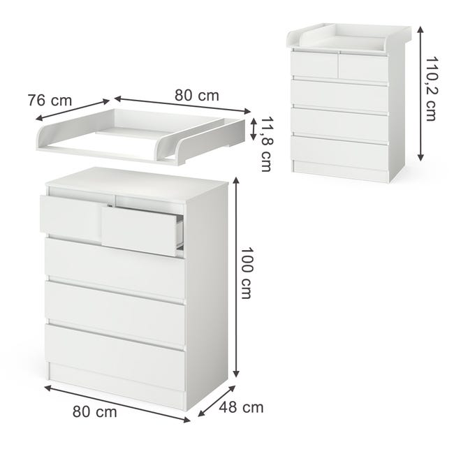 Vicco Commode à langer Sonoma 143x100cm XL avec tiroirs Vicco Commode à langer Sonoma 143x100cm XL avec tiroirs