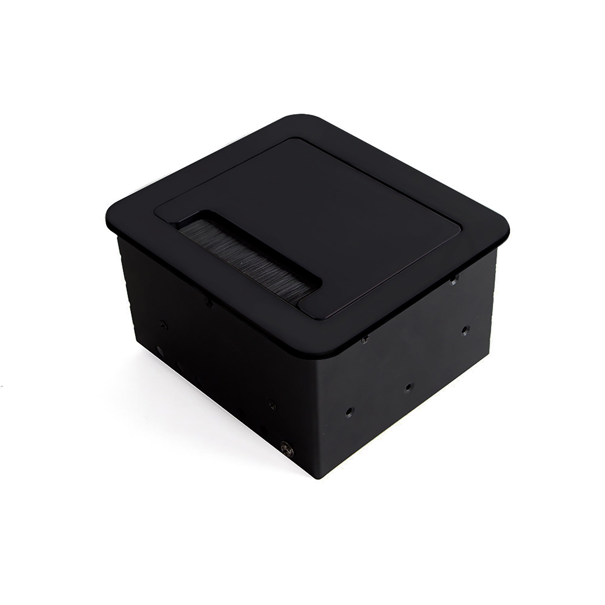 Emuca Listwa zasilająca biurkowa Atom 14, 130x115 mm, 1 gniazdo Schuko, 2 USB typu A, 1 HDMI, Stal-plastik-aluminium, Malowana na czarno