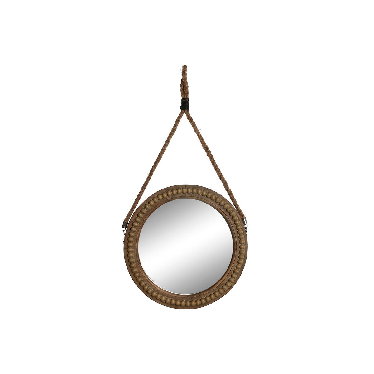 Espejo de pared home esprit marrón madera cuerda colonial bolas 38 x 4 x 72 cm