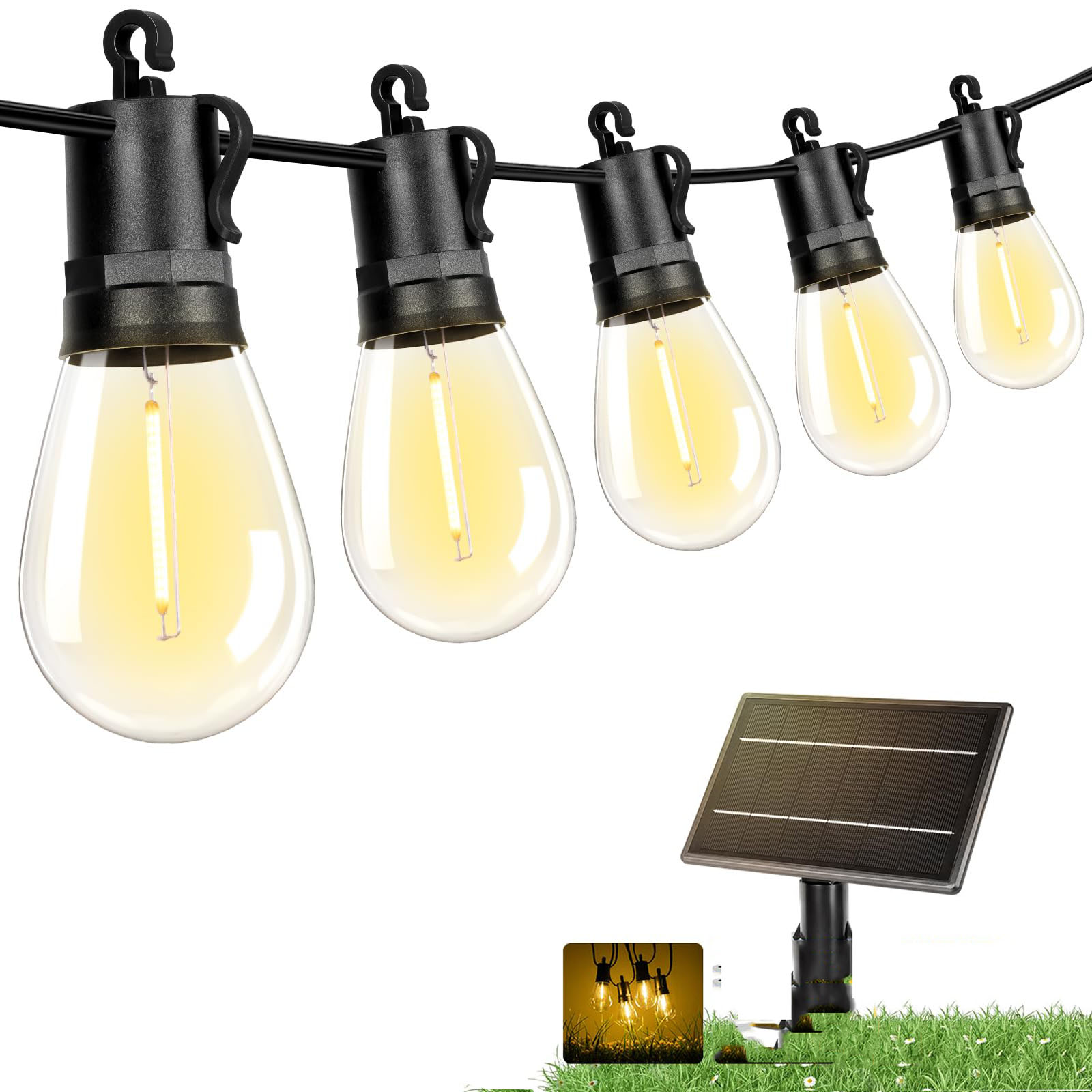SIOTERA Guirlande Luineuse Solaire D'extérieur étanche De 5 Avec 20 + 1 Apoules LED