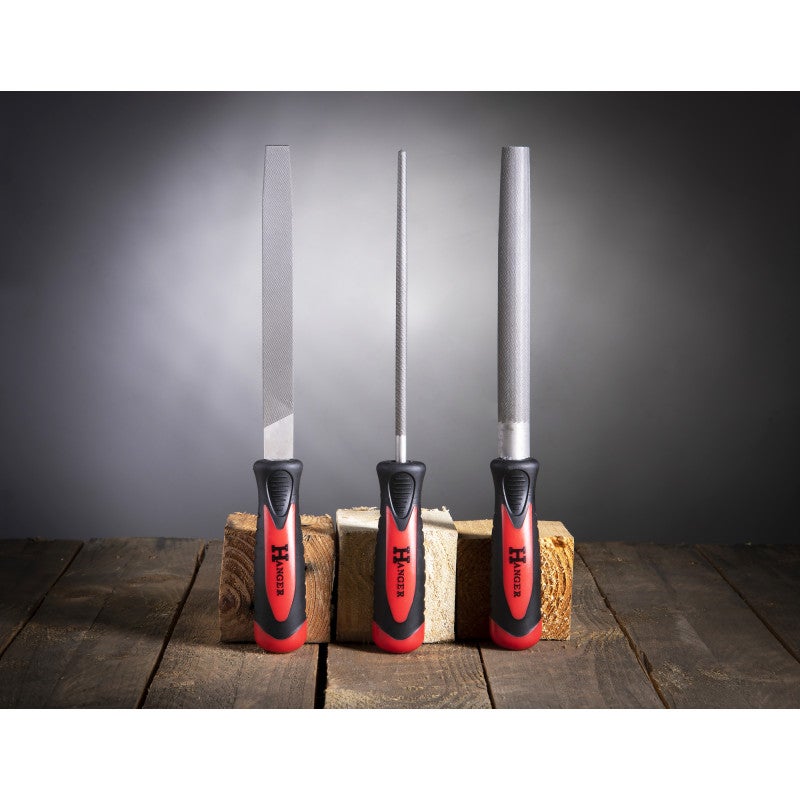 Set de 3 limes emmanchées demi douces longueur 200 mm HANGER 110390 - 3