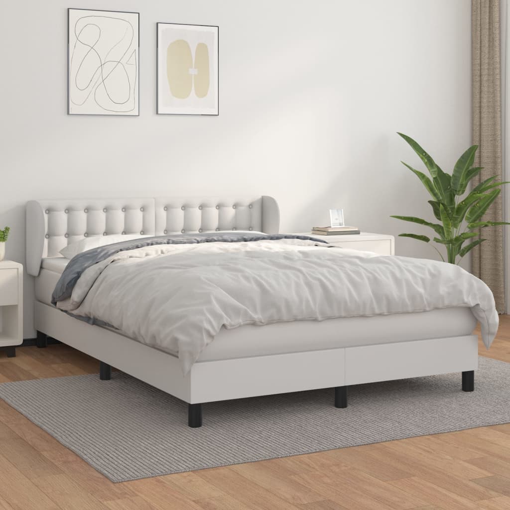 Sommier Tapissier Peggy Blanc 140x190 Cm – Pieds Offerts – Confort & Simplicité