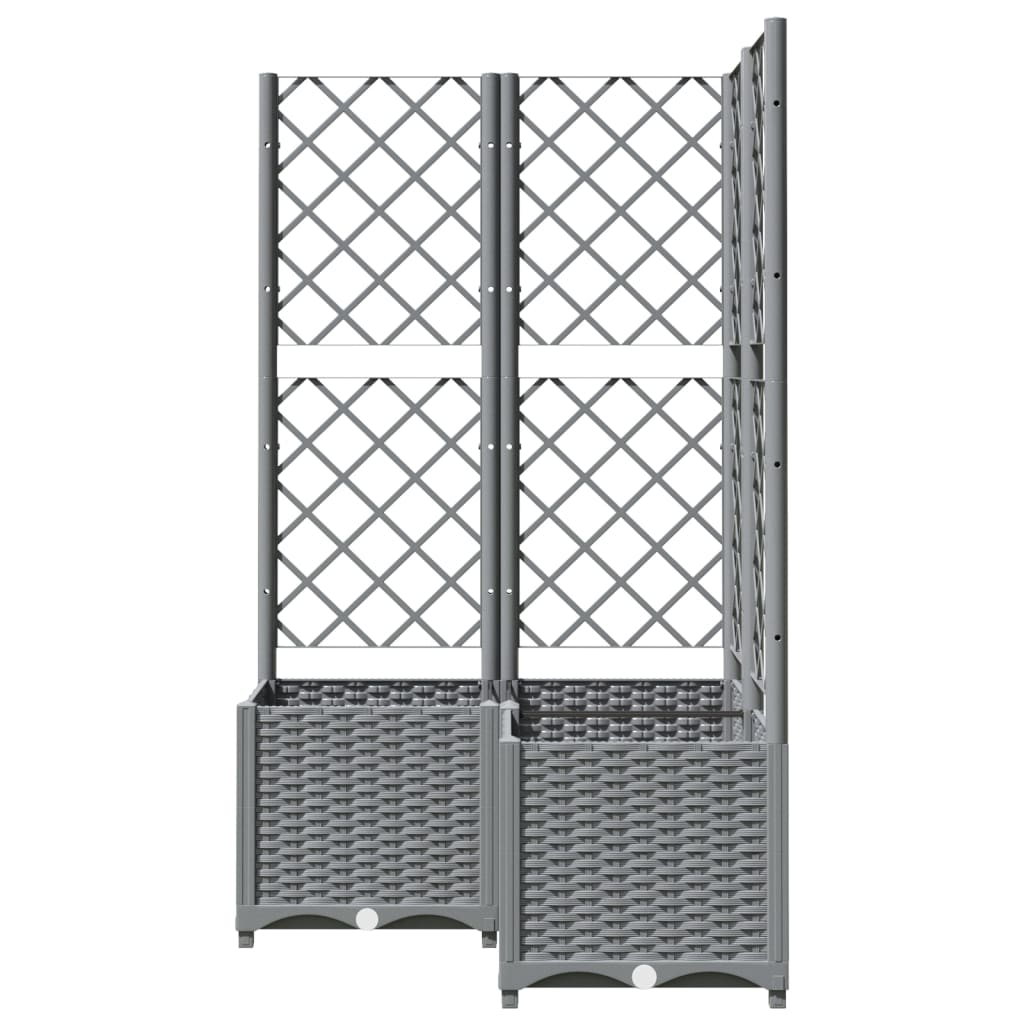 Maison Exclusive - Vaso/floreira jardim c/ treliça 80x80x136 cm PP cinzento-claro - 4