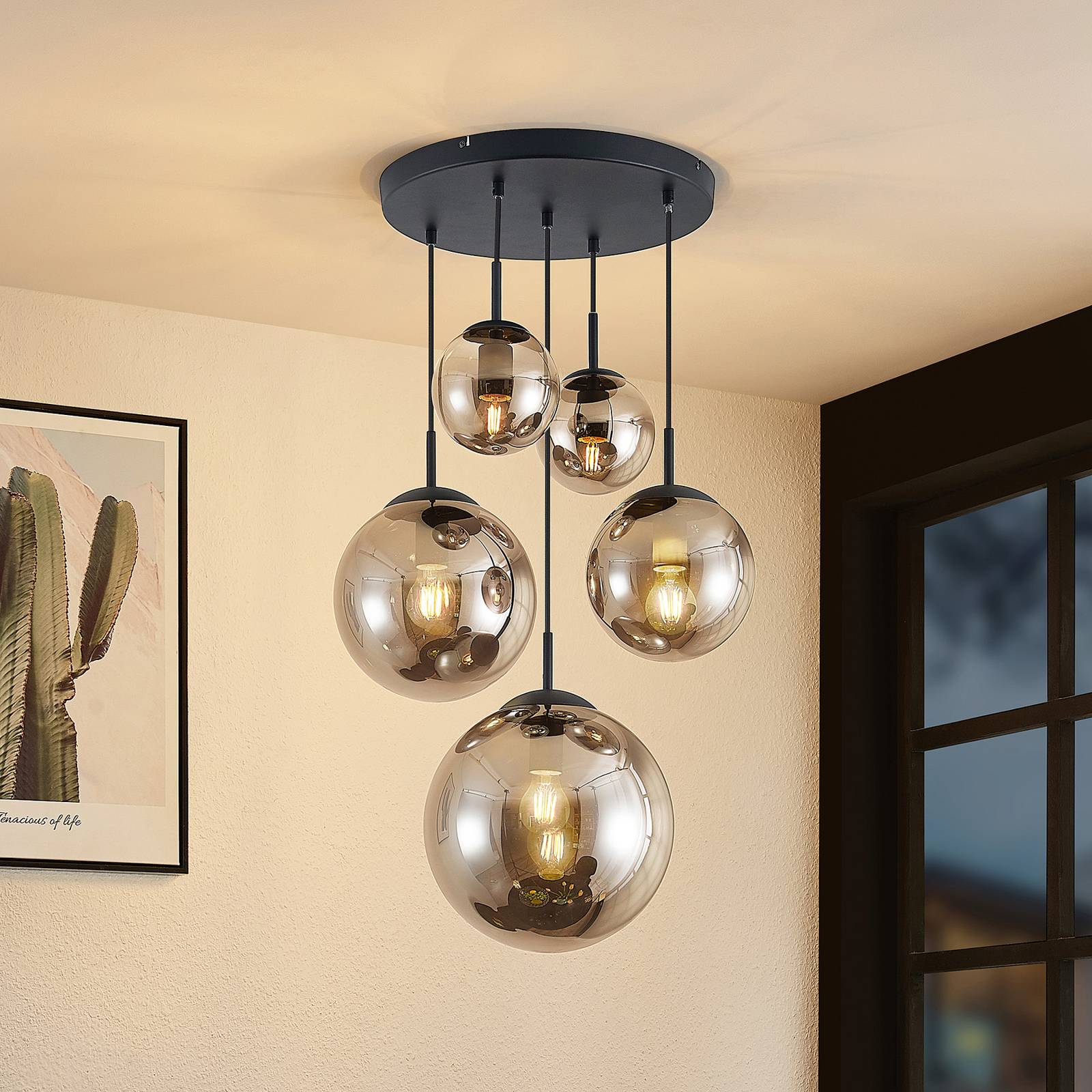 Suspension Hofstein Verre Fumé – Lampe Lustre Moderne Pour Salon, Séjour (1 à 3 Lumières)