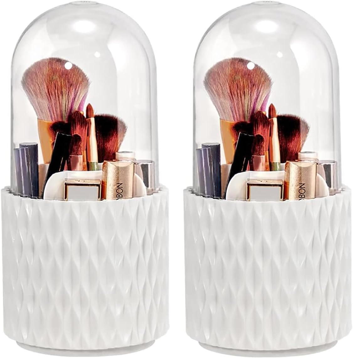 Organisateur à Pinceaux De Maquillage Rotatif 360° Rose - Grande Capacité, Plastique PP