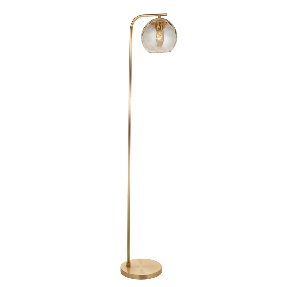 Lampa stojąca ozdobny klosz DIMPLE satynowa mosiężna 1xE27x10W metal wym:150x25x28cm IP20 Endon