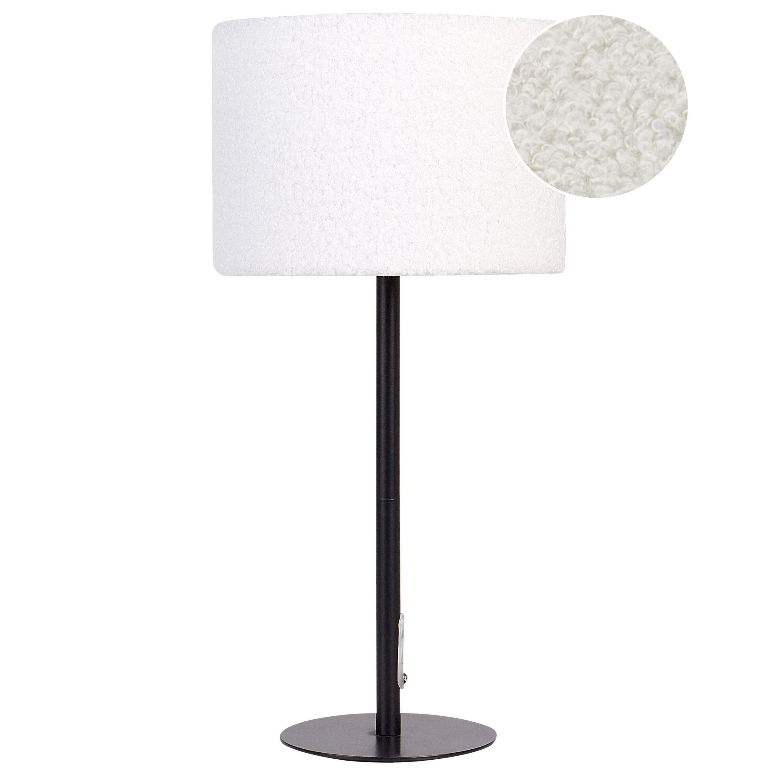Beliani lámpara de mesa vinazco bouclé blanco