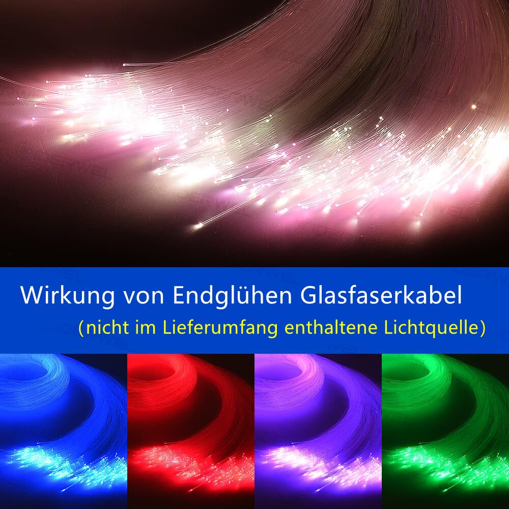 Lot de 300 Fibres Optiques LED 3m,0.75mm,PMMA,pour Plafond Étoilé,Compatible Tous Pilotes Lumière (Fibre Seule) - 3