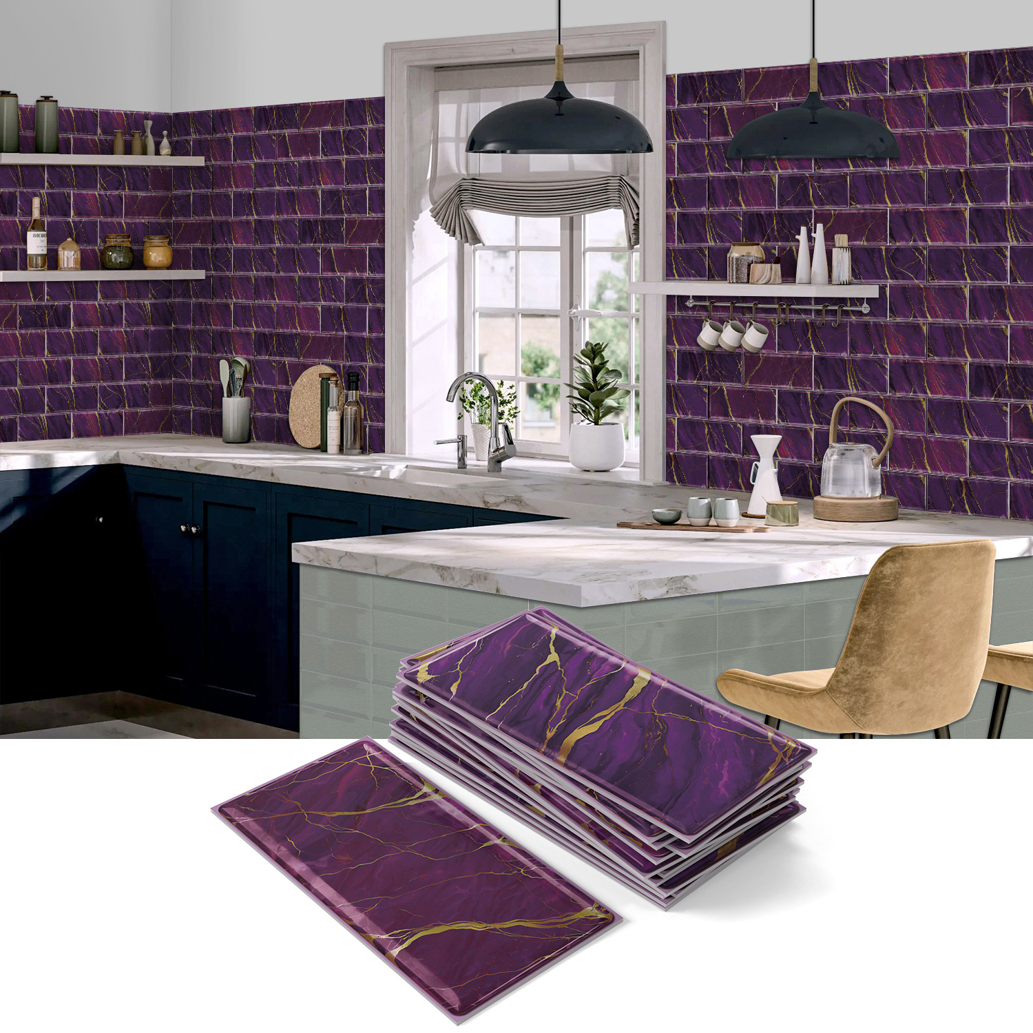 FoLIESEN - Autocollants Pour Carreaux 20x20 Cm | Film Autocollant