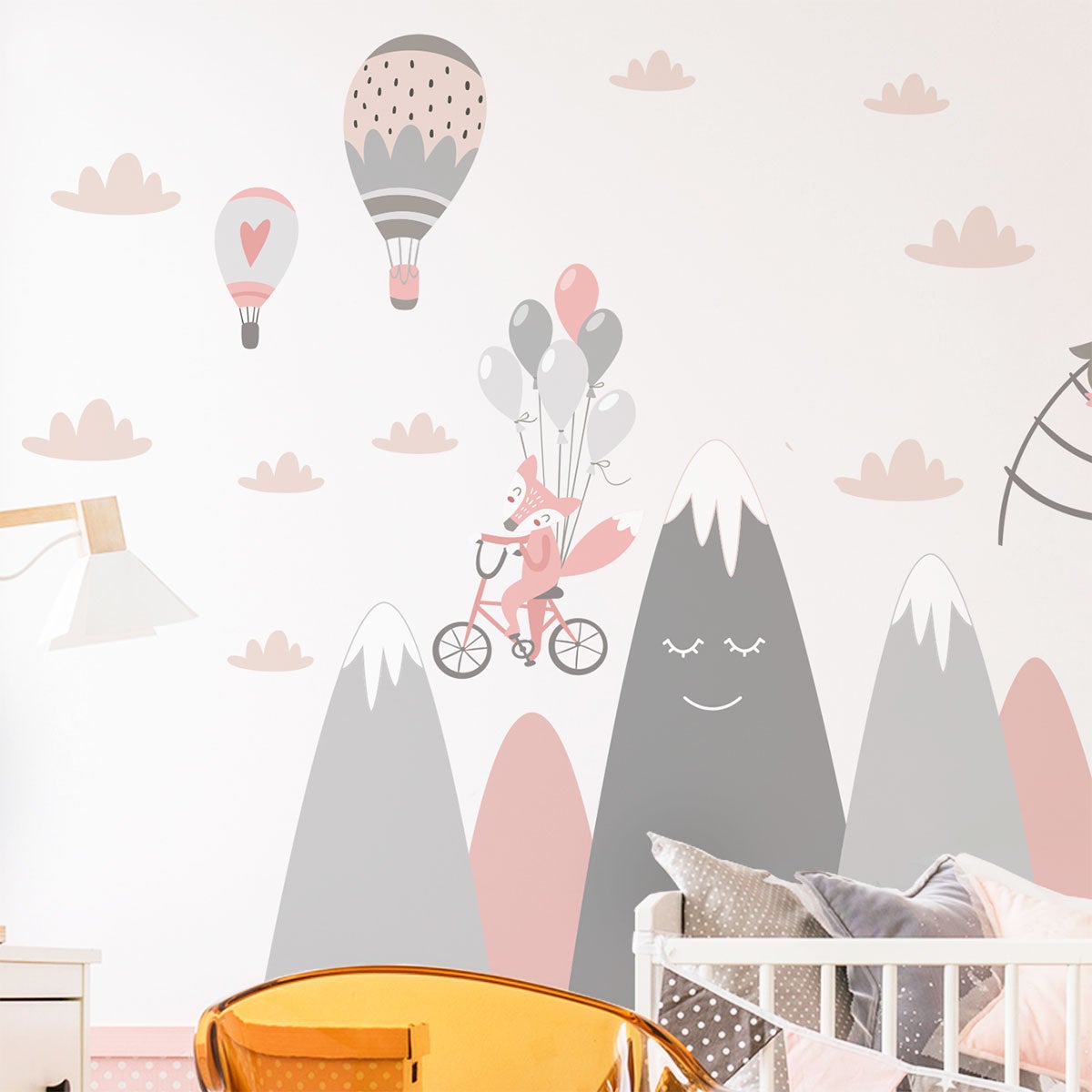 Adesivo bambino di montagna scandinavo animali divertenti - Sticker adesivo - adesivi murali - 90x135cm - 6