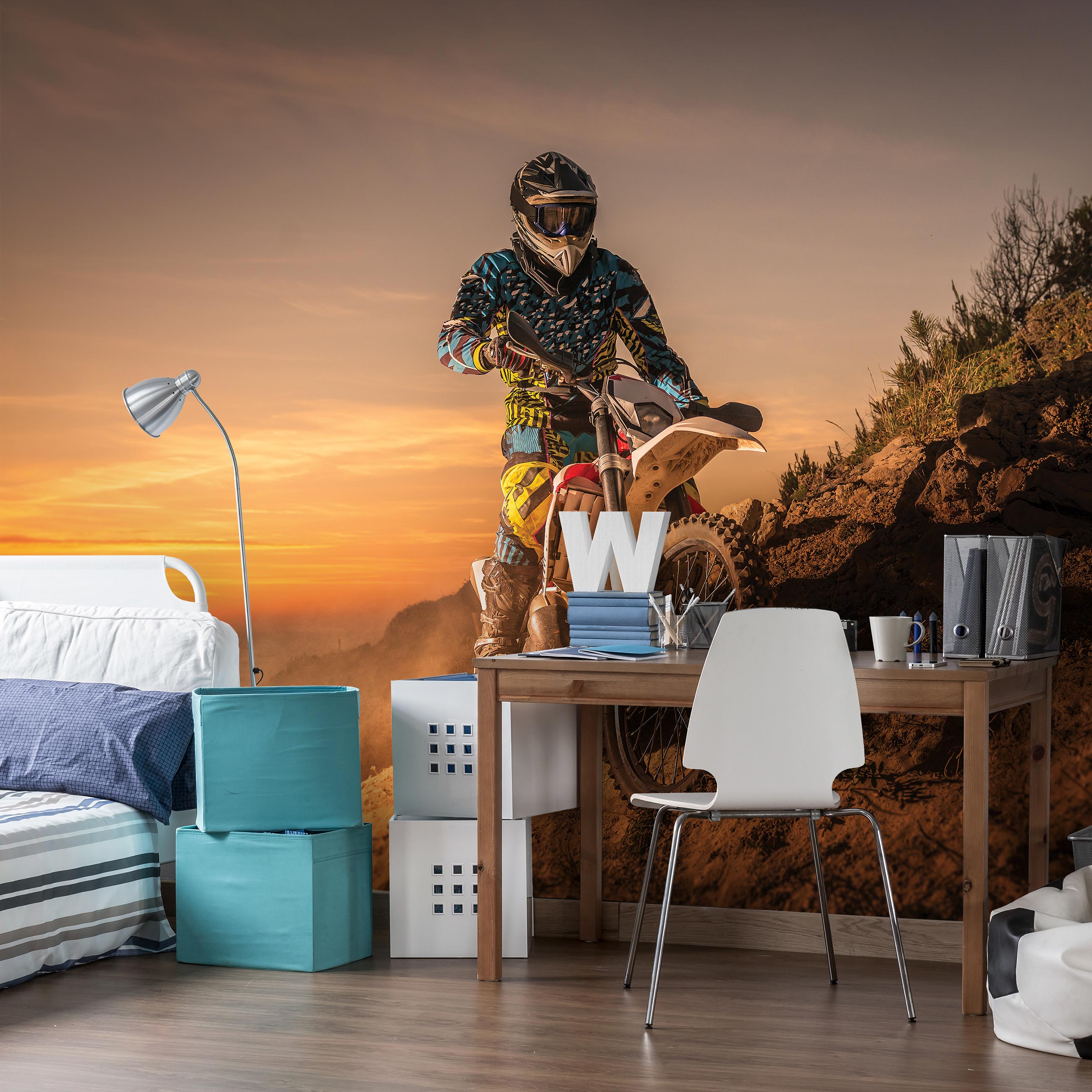 Papier Peint Vinyle Panoramique Enfants Quad Moteur 416x254 cm - Colle Inclus - Moderne - 8