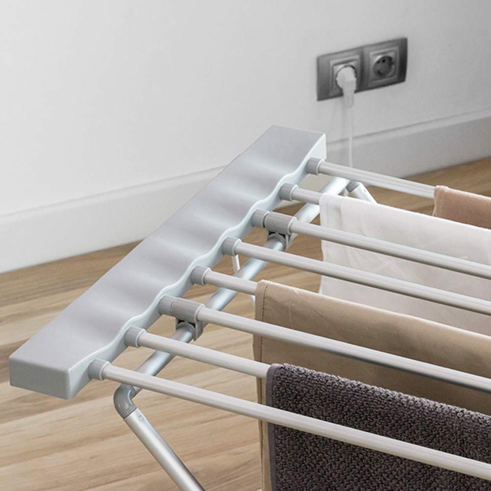 BAKAJI Stendibiancheria Elettrico Potenza 120W Stendino Asciugabiancheria Riscaldante Pieghevole con 8 Barre Stendi Biancheria Panni in Alluminio Dime - 2