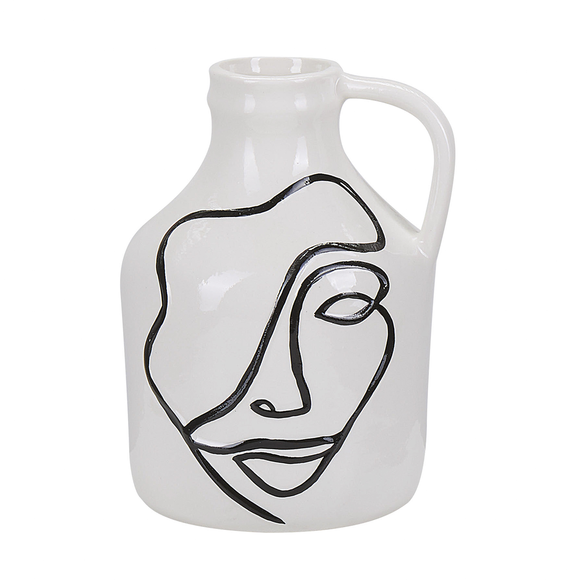 Vază pentru flori AGRINION Piatră ceramică 19 cm Alb