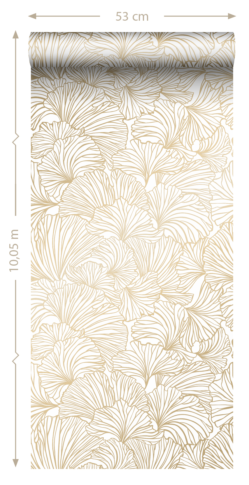 Papier peint feuilles de ginkgo blanc et or - 53 cm x 10.05 m - ESTAhome - 8