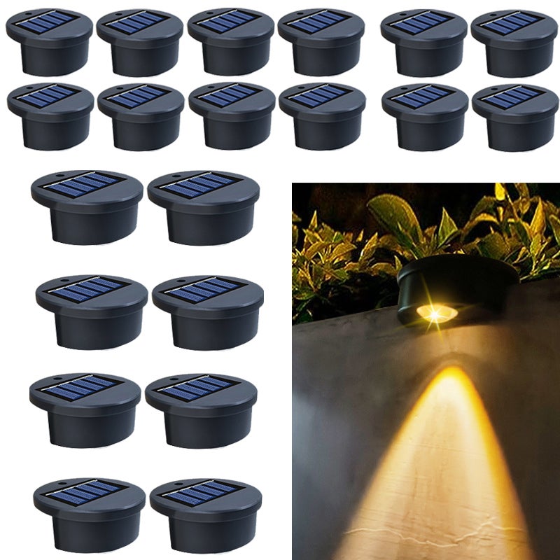 Zestaw 20 sztuk solarnych lamp LED do schodów, dekoracyjne oświetlenie stopni, ciepłe światło