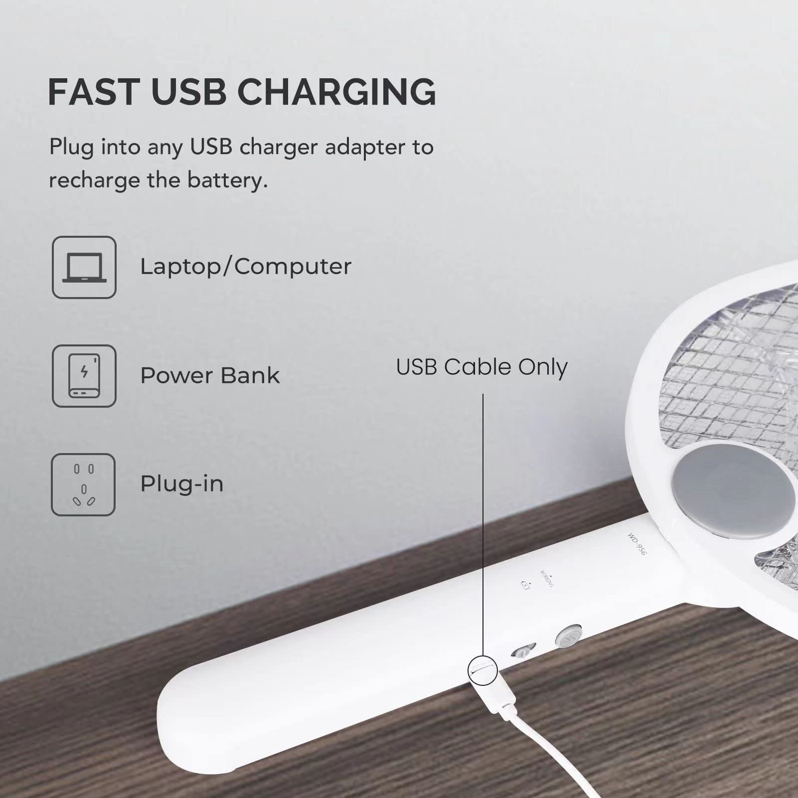 Zapper anti-moustiques, tapette à mouche électrique pliable, Rechargeable par USB, tueur de moustiques d'intérieur et tueur d'insectes - 5