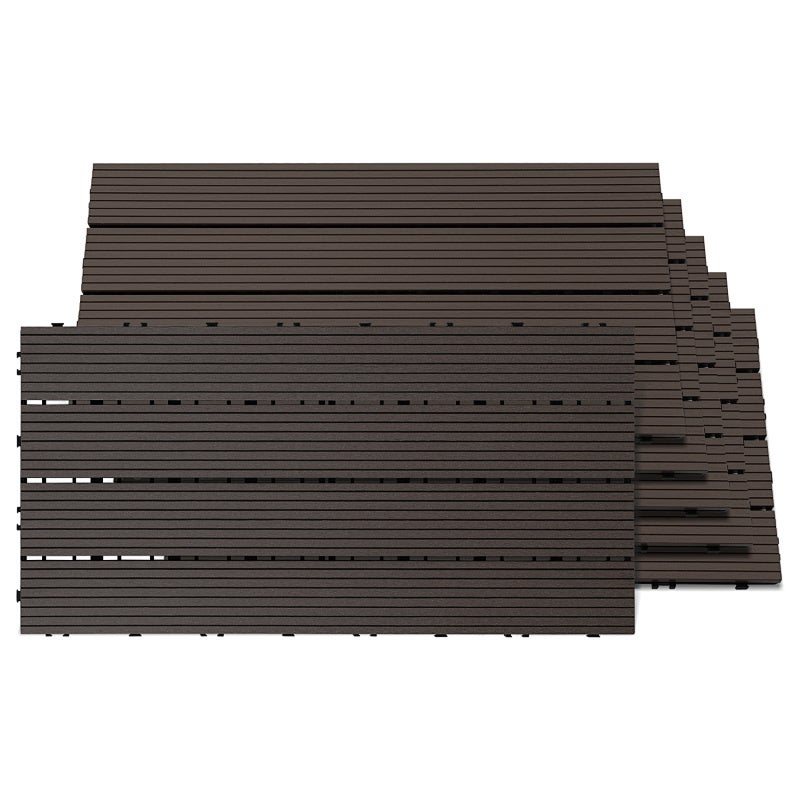 Zestaw 24 płytek tarasowych WPC w kolorze brązu kawowego – wymiary 30 × 60 cm, 4 listwy, pokrycie zewnętrzne, 4 m²