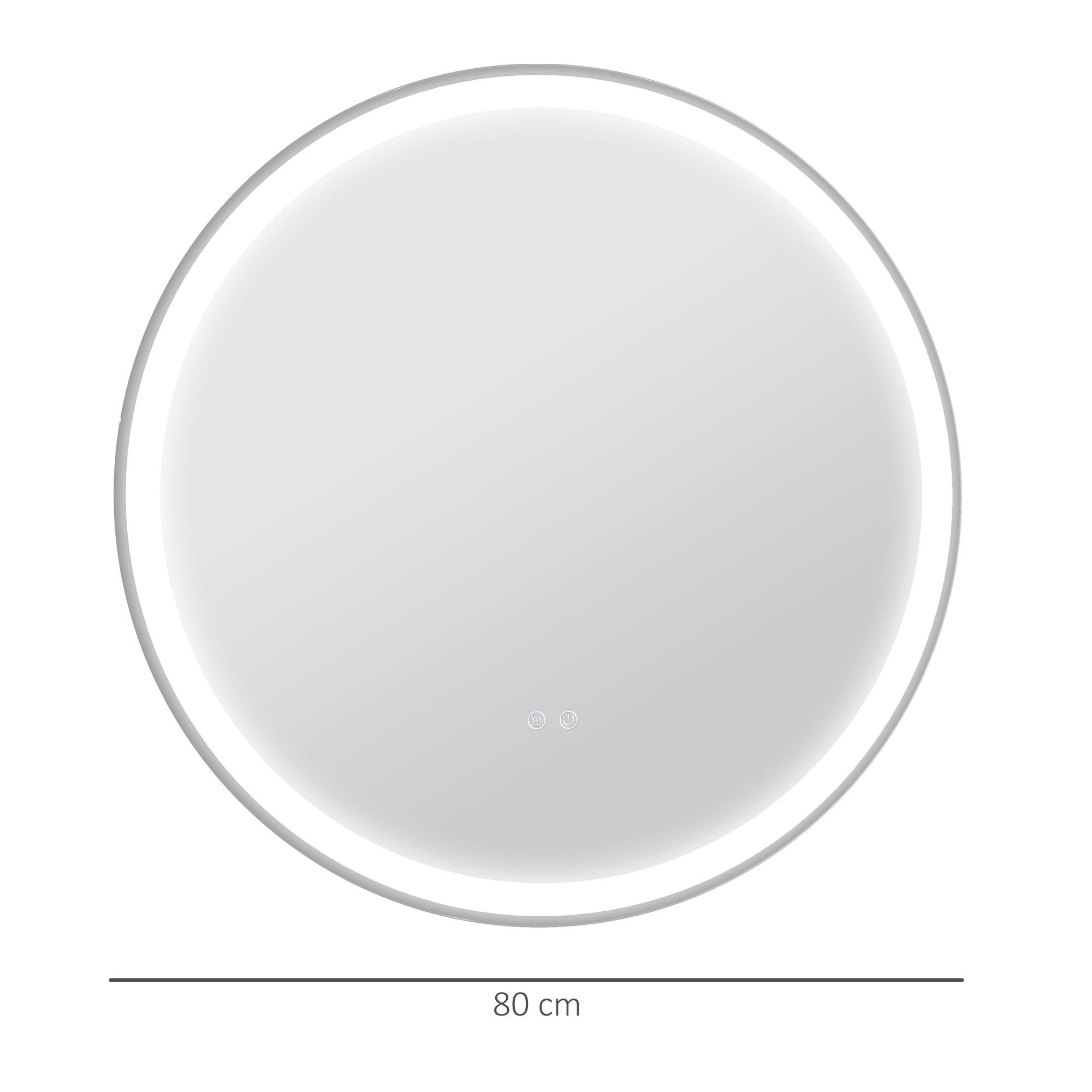 Miroir rond lumineux LED de salle de bain Ø 80 cm mural avec éclairage 3 couleurs interrupteur tactile 46W blanc argent - 5