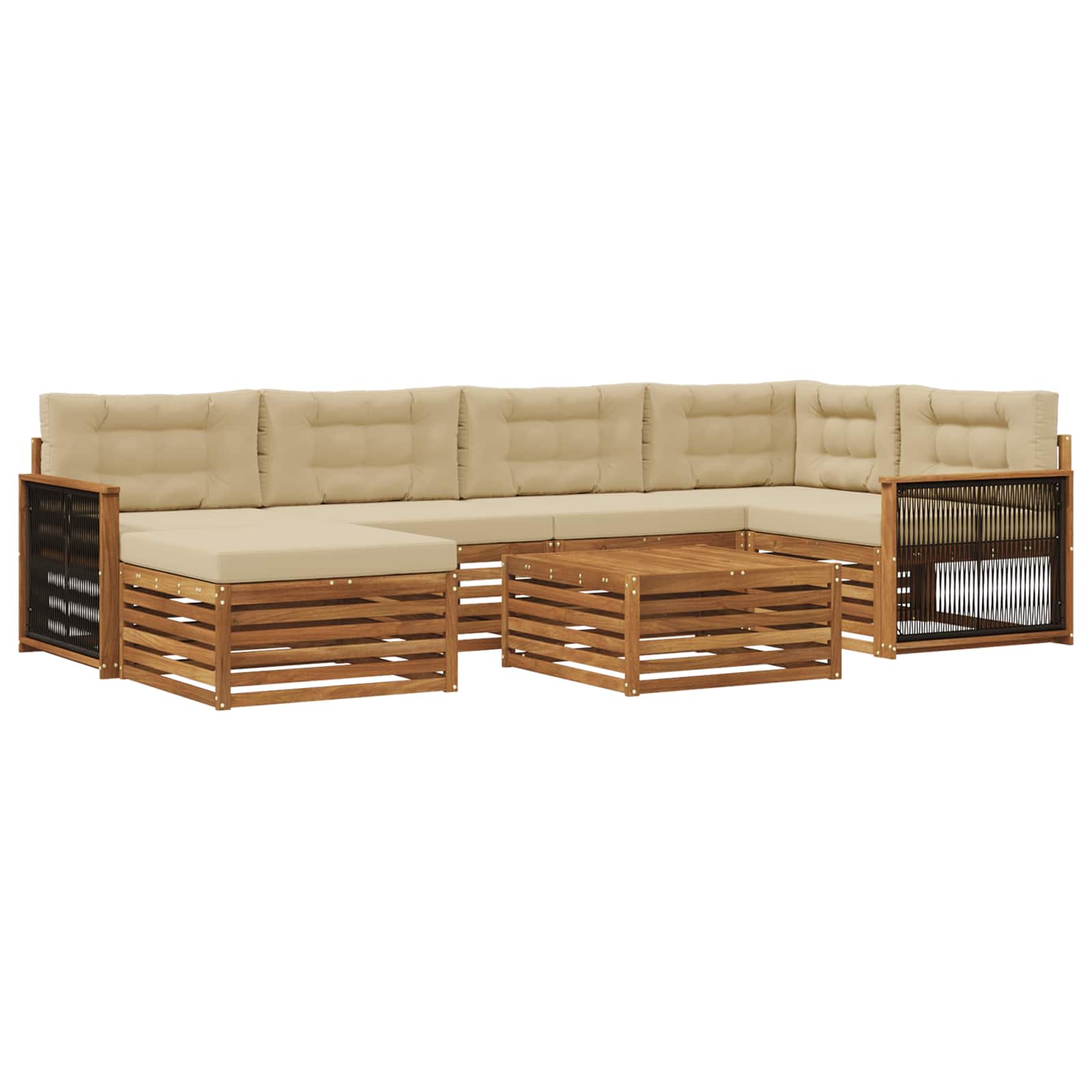 Ensemble de canapés d'extérieur 7 pc naturel et beige - 2