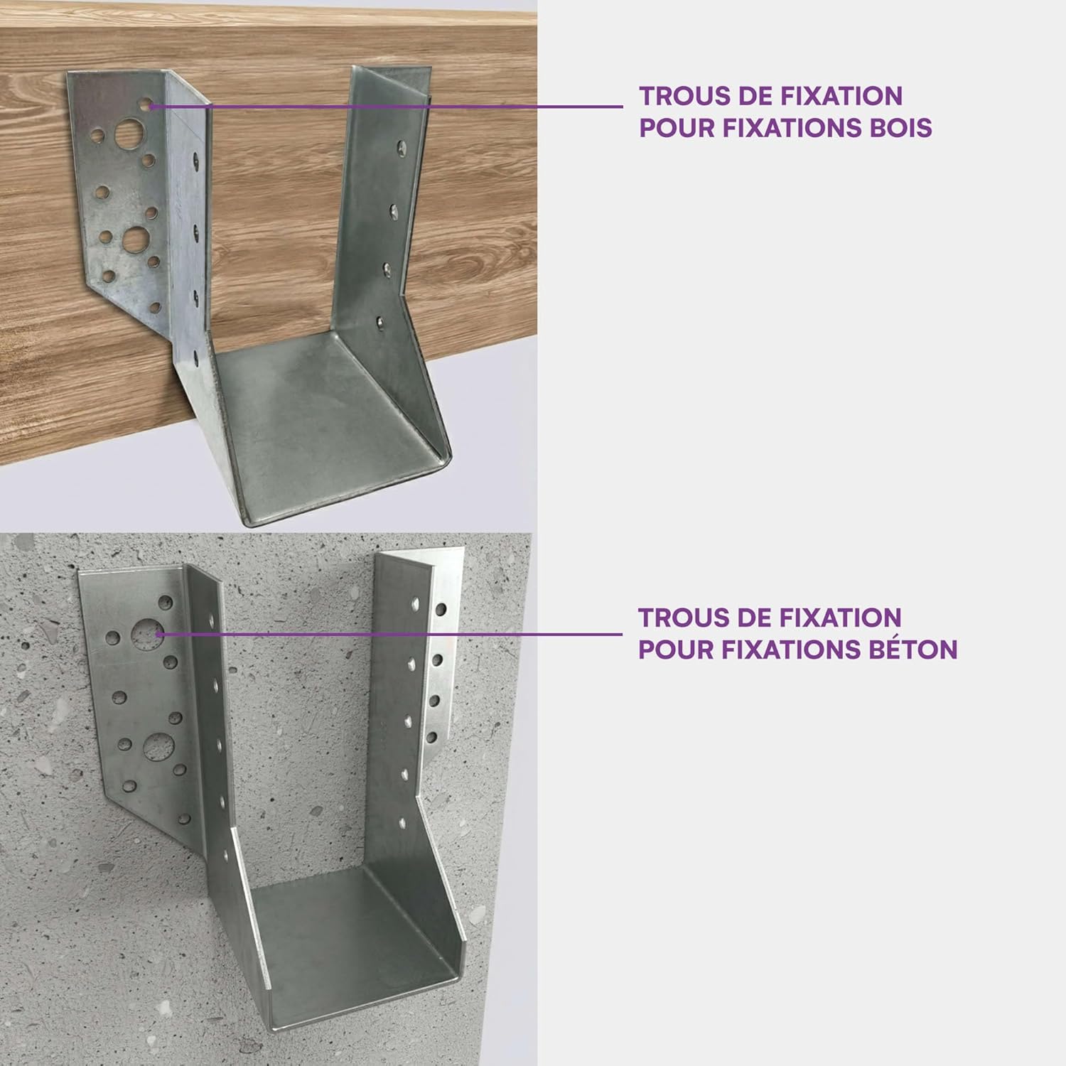 10 sabots de charpente à ailes extérieures - Connecteurs de poutres - Acier galvanisé - Larg 64 x Ht 130 mm - Fabriqué en Europe - 5