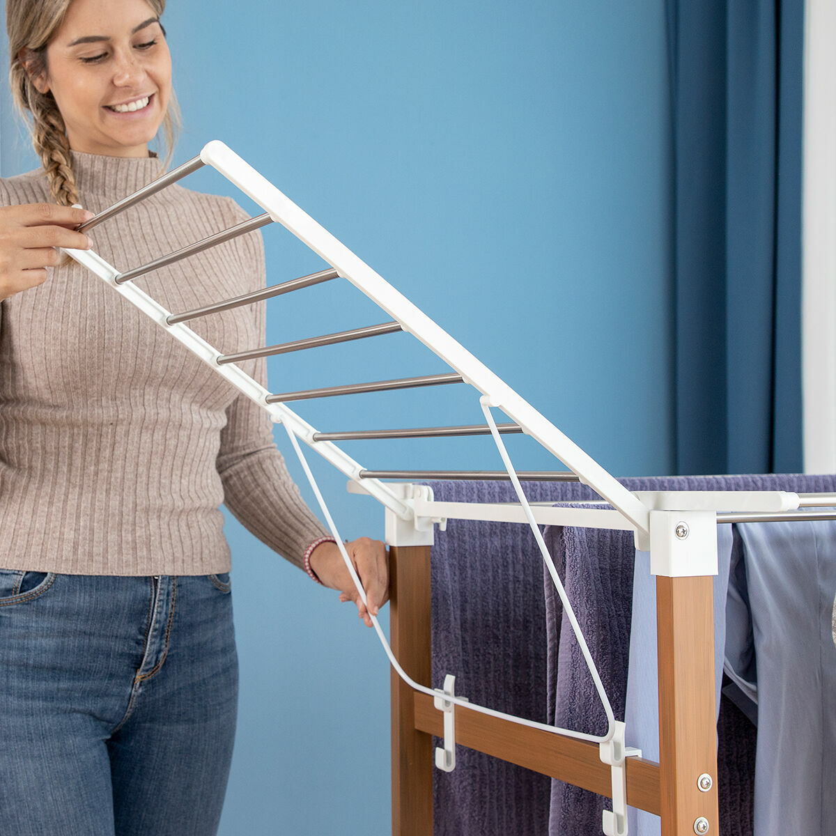 Stendibancheria Verticale Pieghevole con Ruote Dreeyl InnovaGoods 38 sbarre - 4