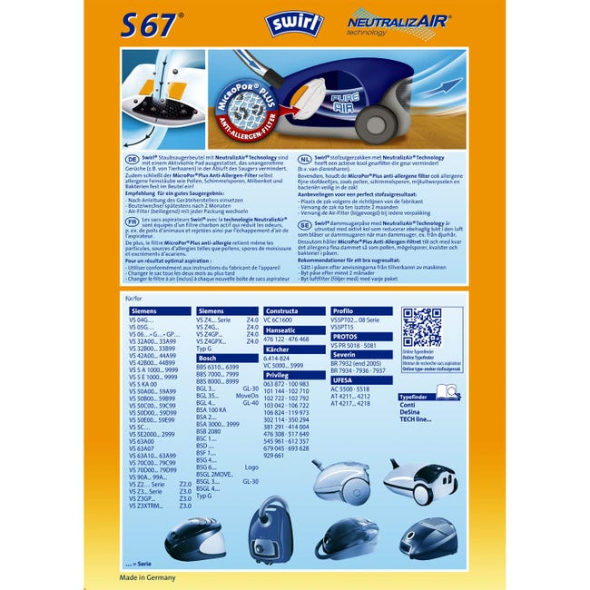 Ricambi Swirl Sacchetti Per Aspirapolvere Compatibili Swirl S70 Ricambi Swirl Sacchetti Per Aspirapolvere Compatibili Swirl S70