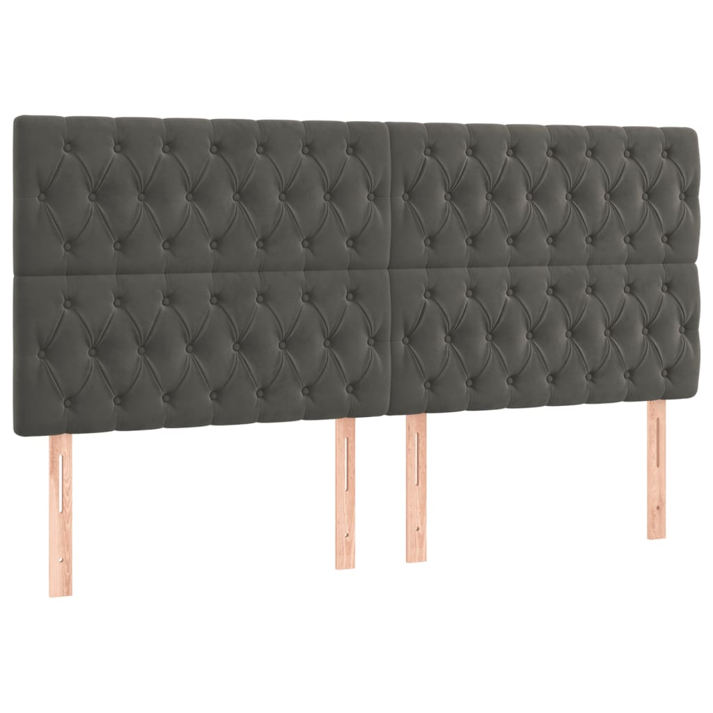 Cadre de lit sans matelas, velours, gris foncé, pour la chambre, 200 × 200 cm - 8
