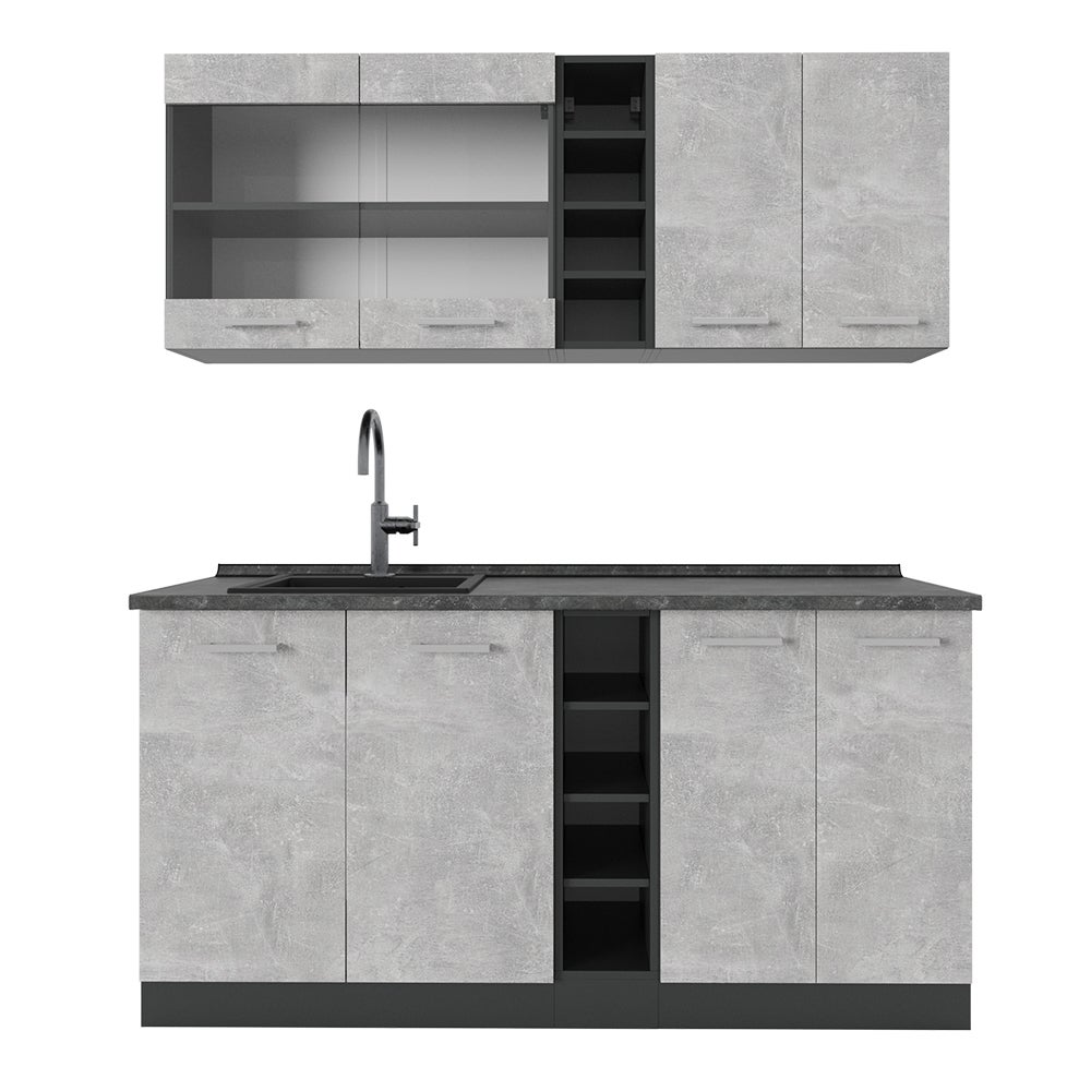 Vicco Pojedyncza kuchnia R-Line, Beton/antracyt, 160 cm , BP Antracyt