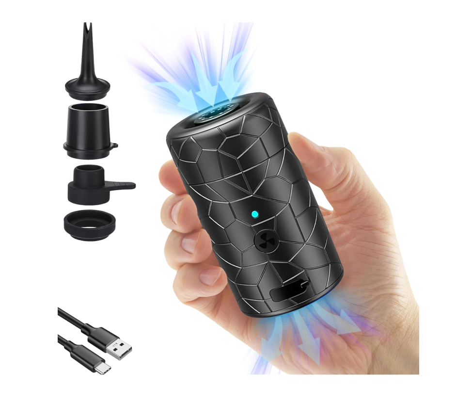 Elektryczna pompka do materacy 2000 mAh Wersja 2 w 1 Przenośna pompa próżniowa, mała pompa z 4 dyszami powietrza do biwakowania, powietrza, basenu