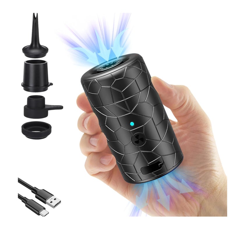 Elektryczna pompka do materacy 2000 mAh Wersja 2 w 1 Przenośna pompa próżniowa, mała pompa z 4 dyszami powietrza do biwakowania, powietrza, basenu