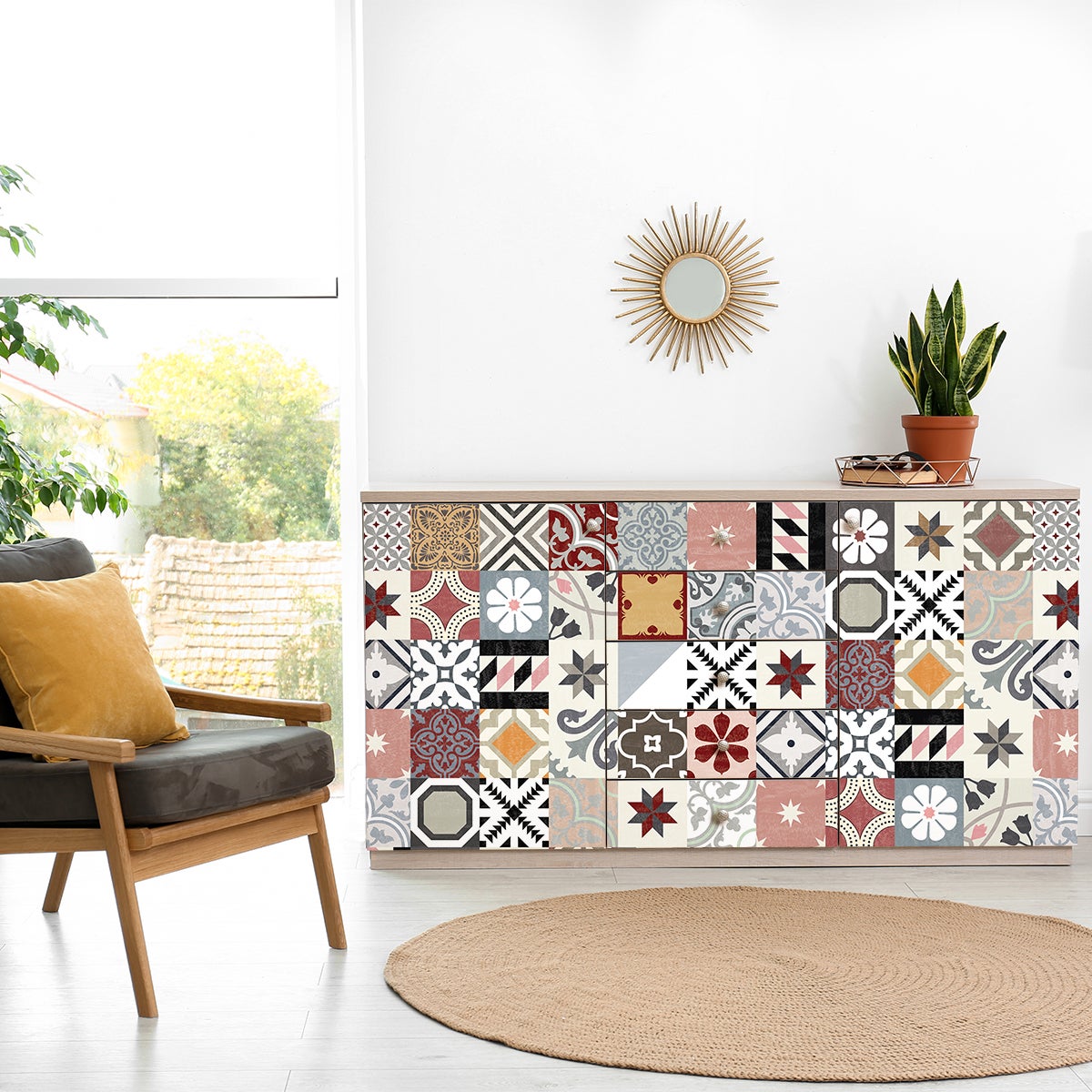 60 vinilos baldosa de cemento muebles livinaea - adhesivo de pared - revestimiento sticker mural decorativo - 60stickers20x20cm