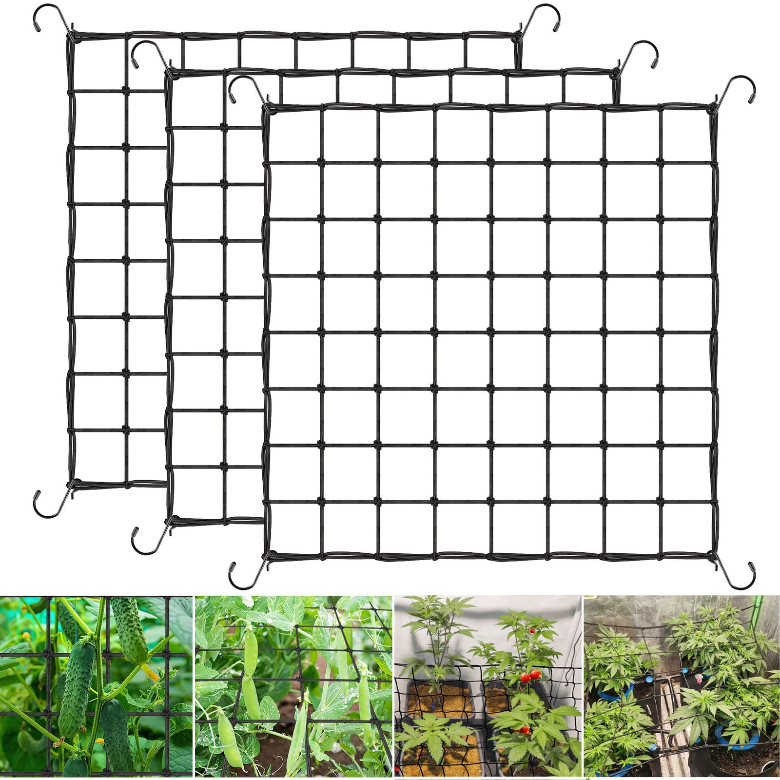 Rete a Traliccio 100x100 cm, Rete Scrog con Ganci, Rete per Piante Pesanti per Tenda da Coltivazione, Rete di Supporto Elastico, 3 Pezzi | Leroy Merlin Rete a Traliccio 100x100 cm, Rete Scrog con Ganci, Rete per Piante Pesanti per Tenda da Coltivazione, Rete di Supporto Elastico, 3 Pezzi | Leroy Merlin