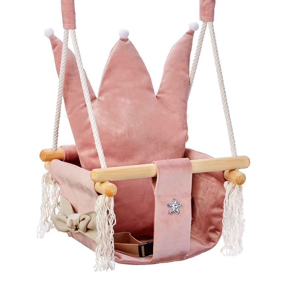 Balançoire Bébé Suspendue En Toile & Bois – Gris Foncé, Avec Ceinture 5 Points, Hamac Intérieur/Extérieur Ultra Confort Pour 12 Mois à 4 Ans