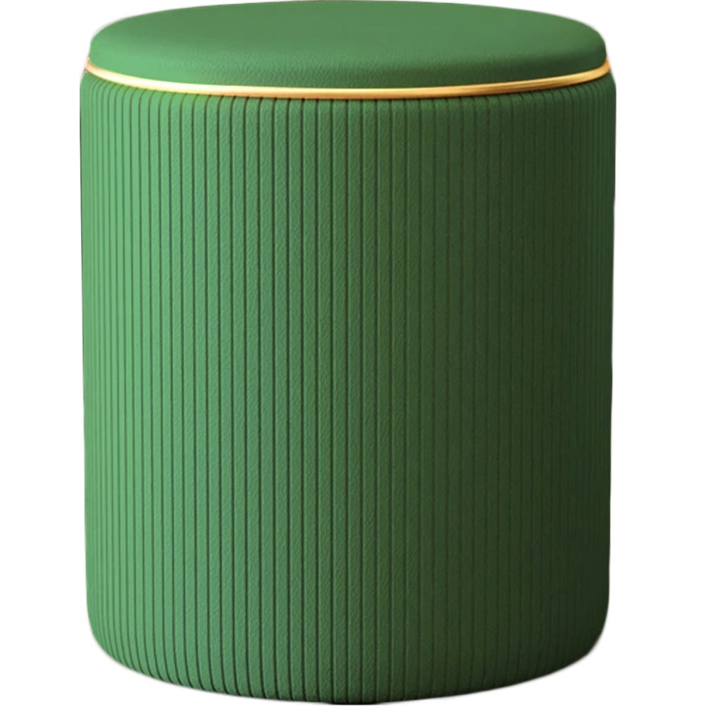 Pouf Contenitore Ecopelle Verde Decoro Oro Poggiapiedi Seduta