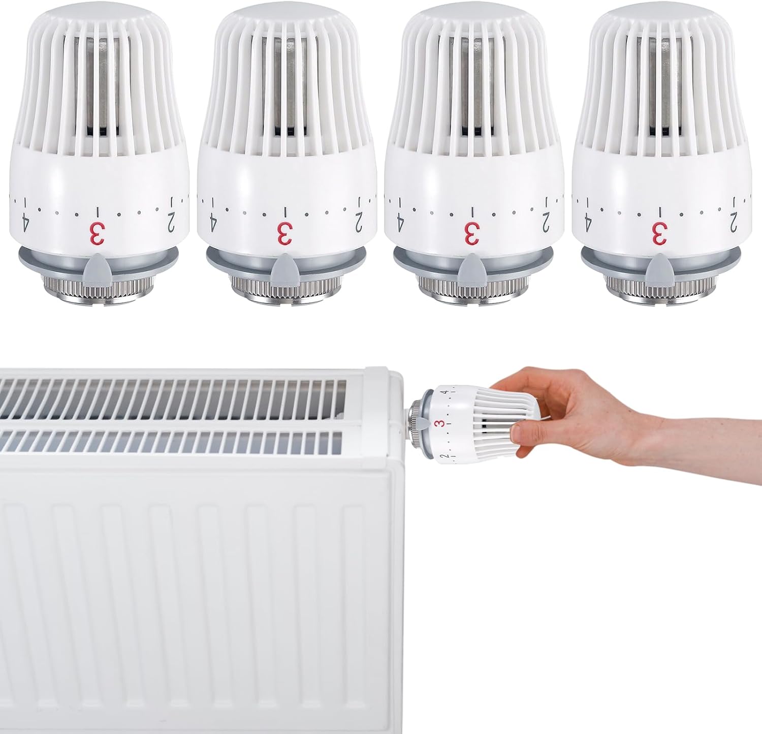 Termostatyczna Głowica Grzejnikowa - 4 sztuki, M30 x 1,5 do Kuchni i Łazienki