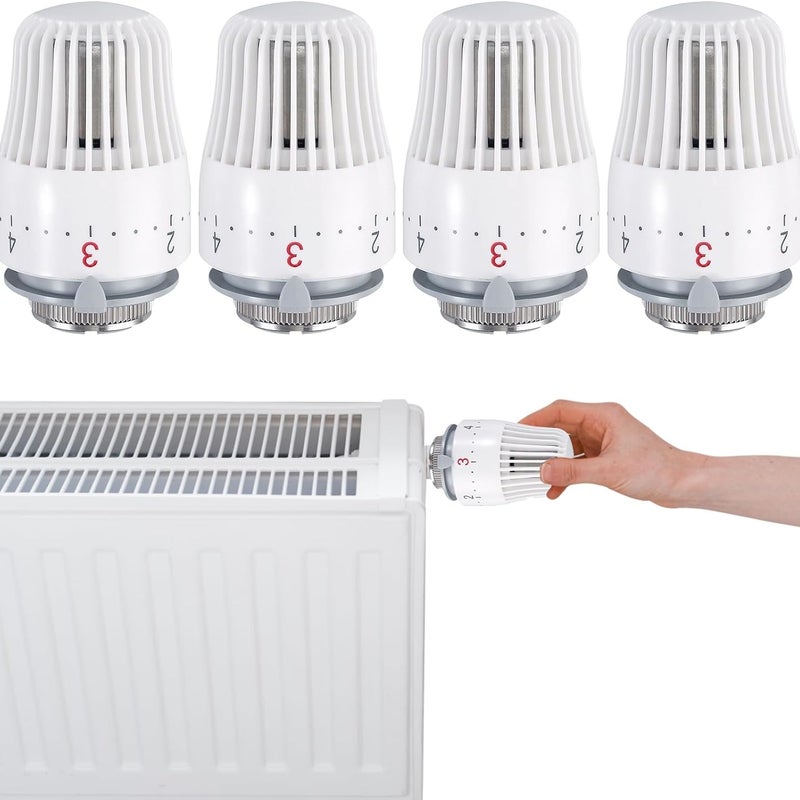 Termostatyczna Głowica Grzejnikowa - 4 sztuki, M30 x 1,5 do Kuchni i Łazienki