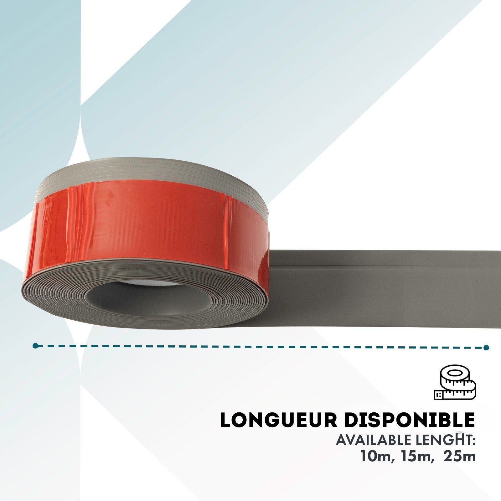 Plinthe auto-adhésive, 50 x 15 mm, Gris, L = 10 m, Plinthe de cuisine, Plinthe PVC flexible - 4