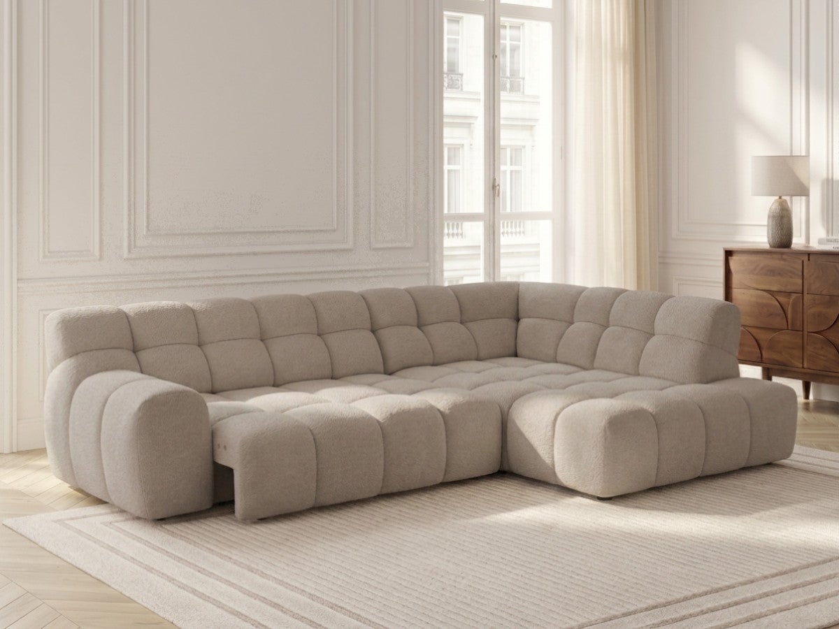 Canapé d'angle L convertible avance-recule électrique ANDRE tissu ...