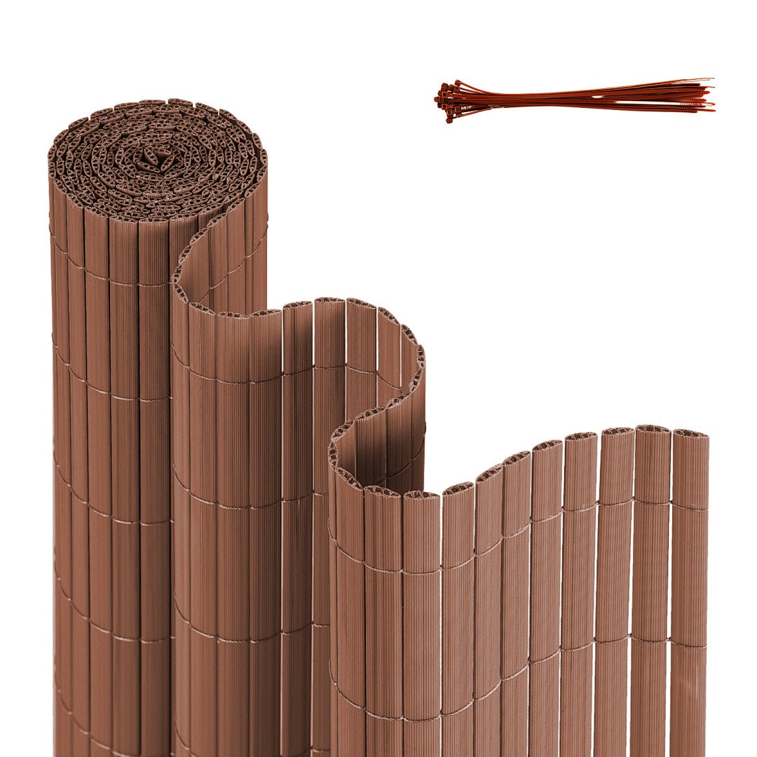 Solidna mata PVC – Zewnętrzna osłona prywatności do ogrodu, tarasu i ogrodzenia Brązowy 140 x 300cm
