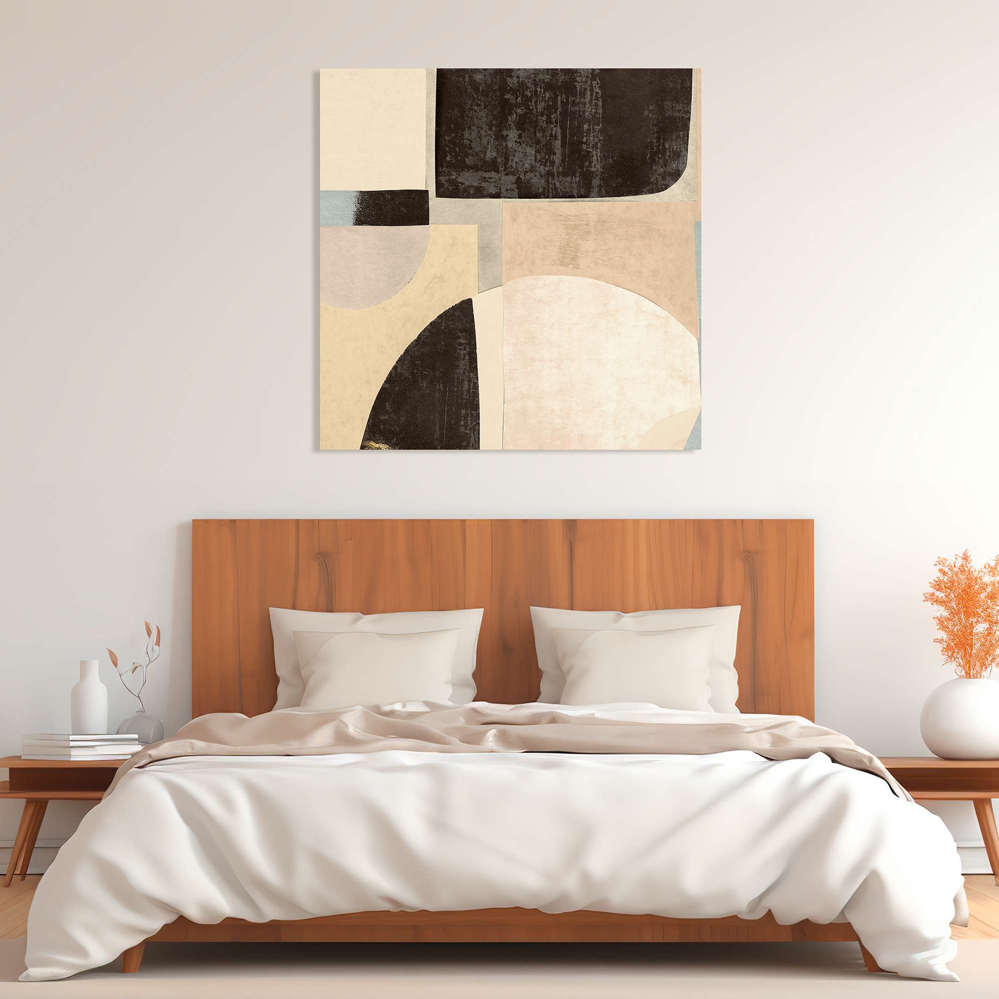 Quadro astratto geometrico colori neutri stampa su tela Steve