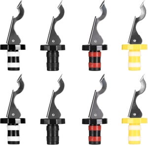 6 Tappi Per Bottiglie Vino In Silicone E Acciaio – Set Multicolore (Nero, Viola, Rosso, Blu) – Richiudibili E Ermetici – Regalo Per Amanti Del Vino