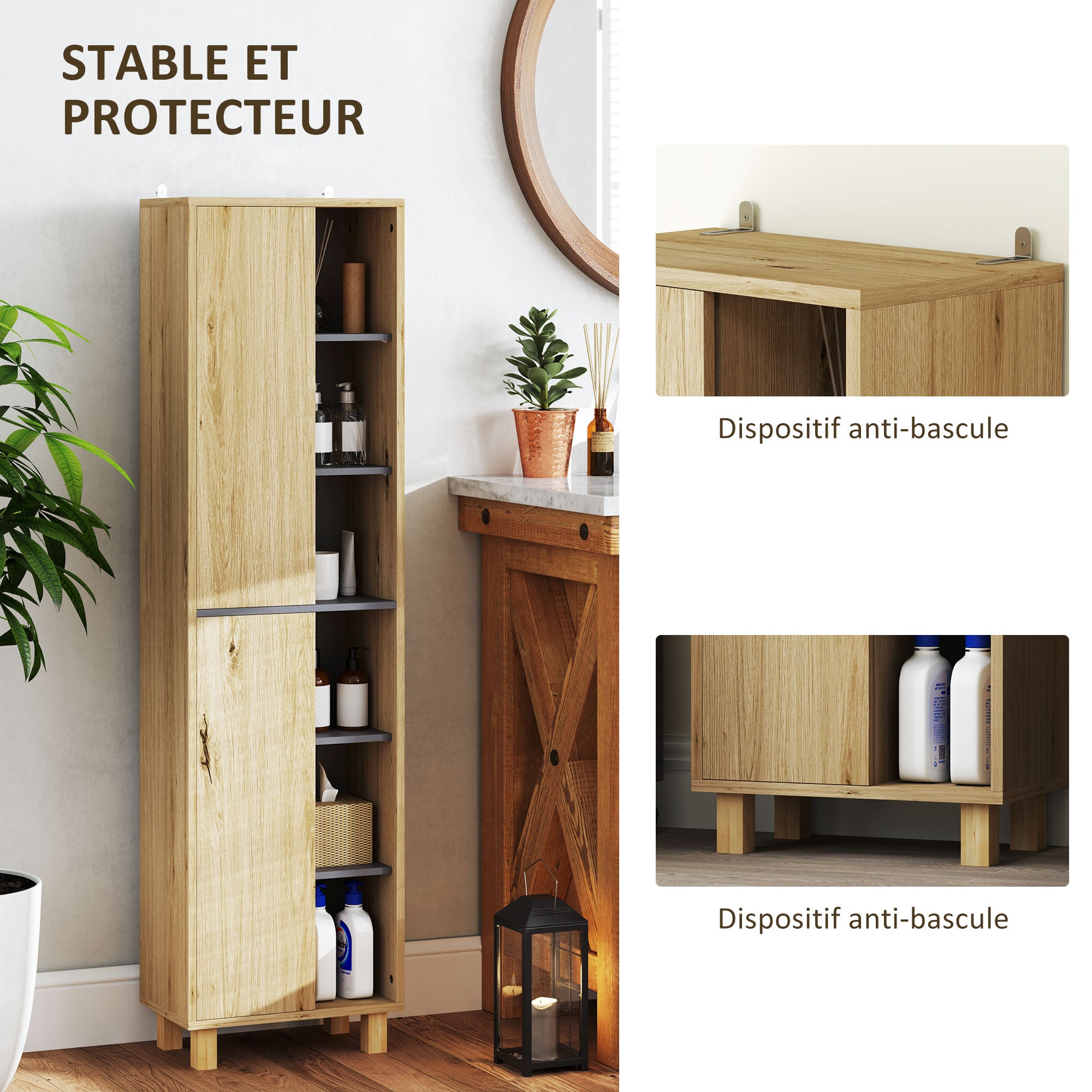 Meuble colonne salle de bain MDF HOMCOM - 6