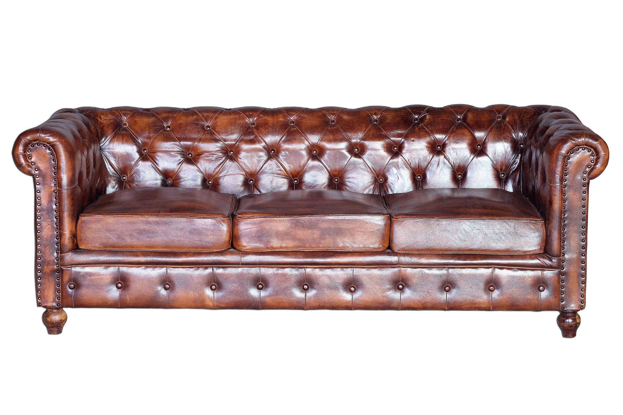 Sofa skórzana - 200 cm w stylu Chester - 76x200x85 GYC