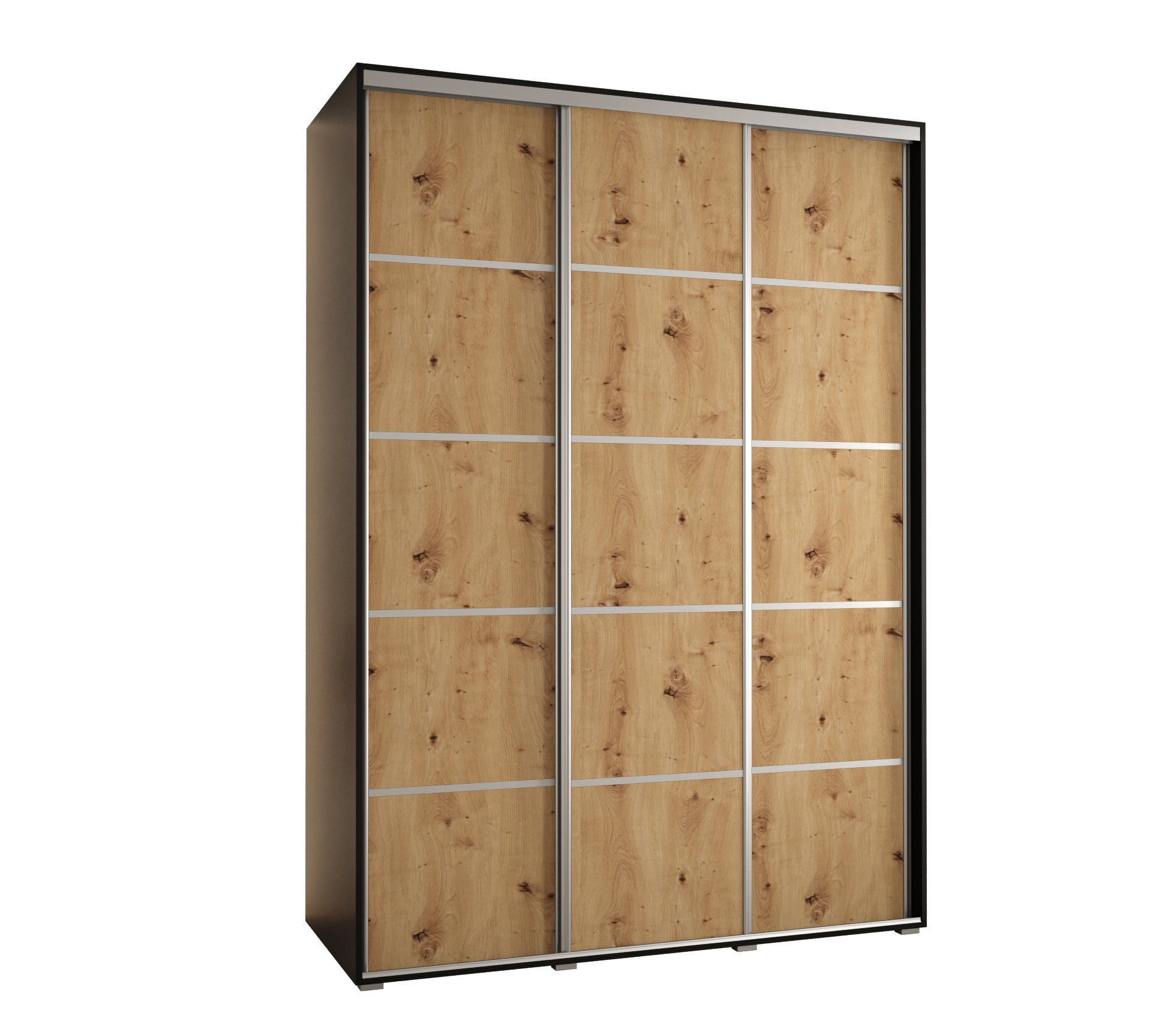 Szafa przesuwna wysoka Davos 4 170 x 60 x 235,2 cm czarny + artisan + u. srebrny - Abiks Meble