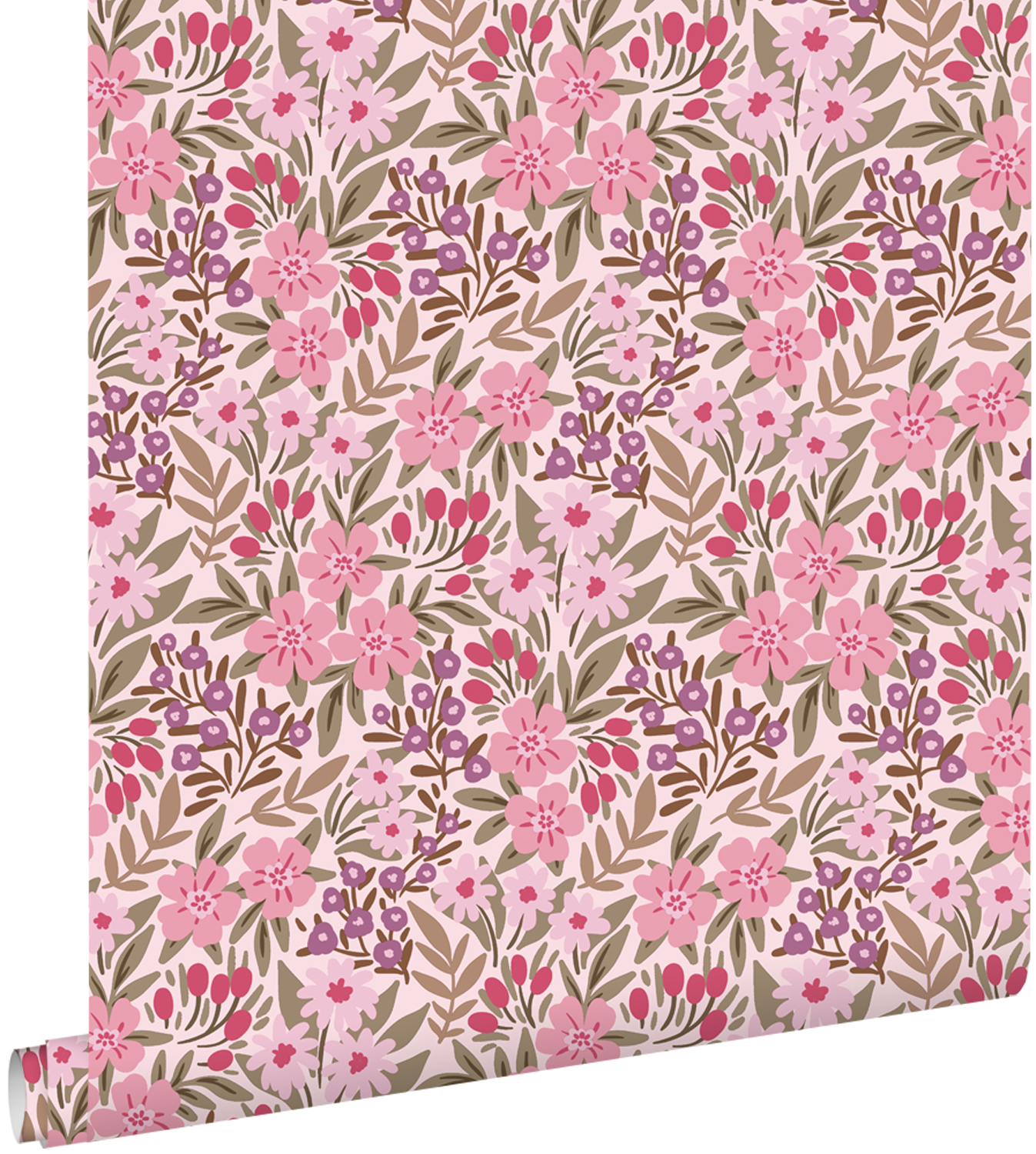 Tapeta kwiaty fioletowymIróżowym - 50 x 900 cm - ESTAHOME