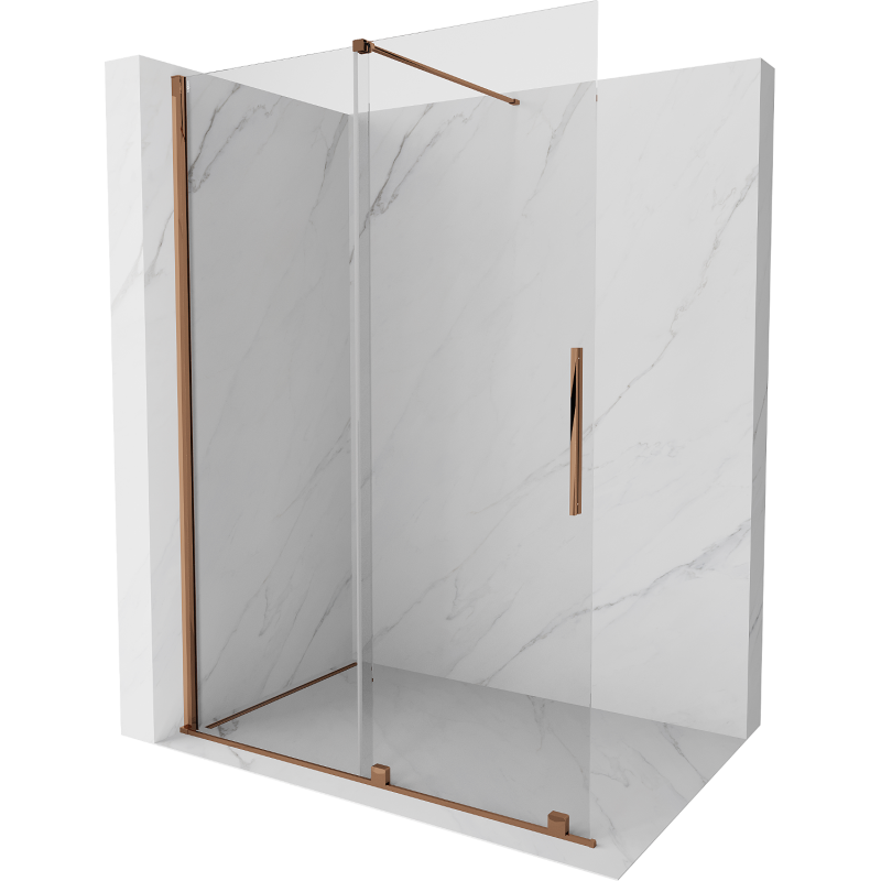 Mexen Velar ścianka prysznicowa rozsuwana Walk-in 160 x 200 cm, transparent 8 mm, różowe złoto - 871-160-000-03-60