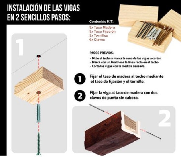 Viga Imitación Madera 14.5cm de ancho x 8cm de alto x 3m de largo color Decape medio decorativa de poliuretano VU0009D-M - 5