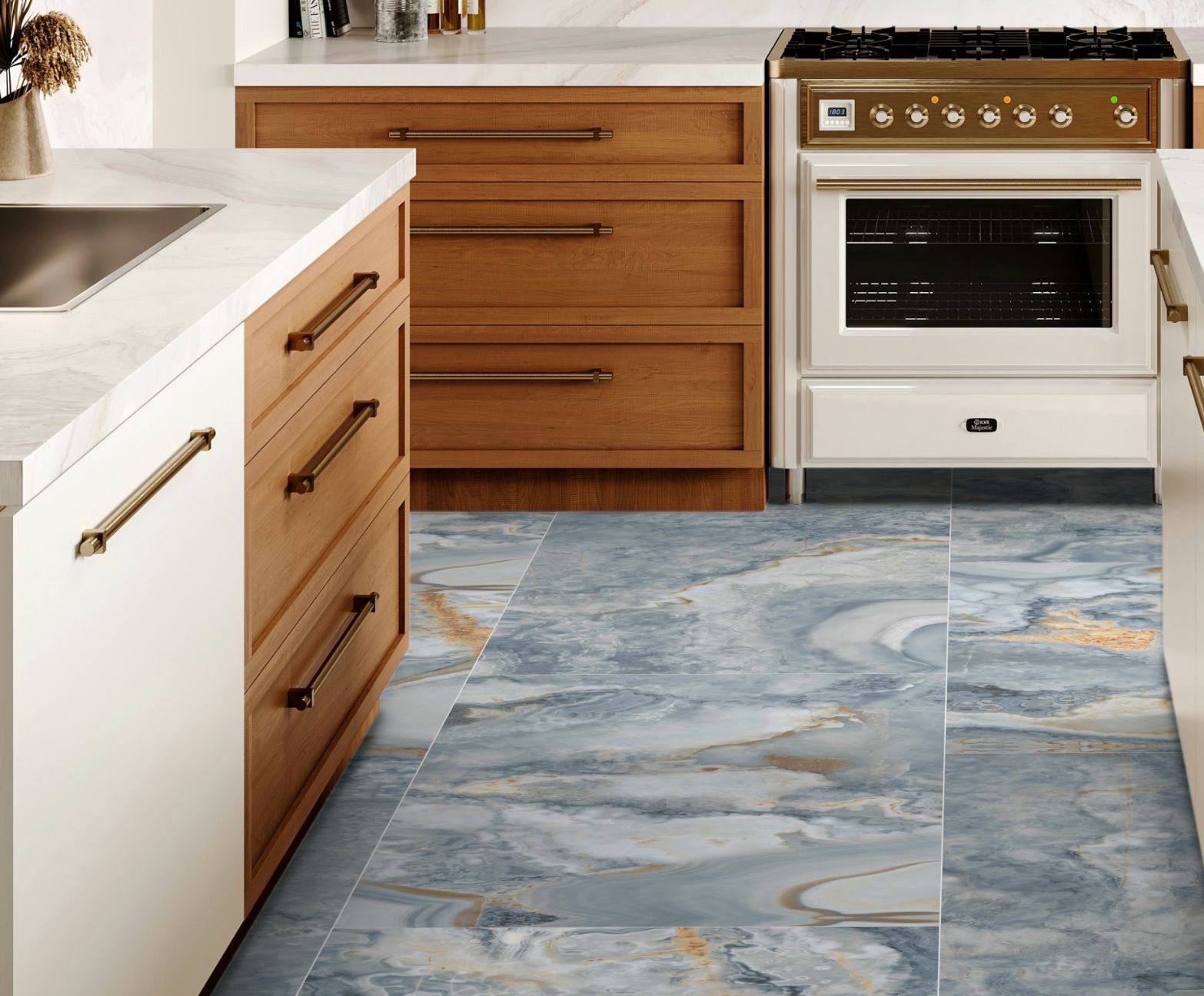 Carrelage sol / mur effet marbre bleu ONI POLISHED BLUE l.60 x L.120 cm Brillant LIMCARO - 7