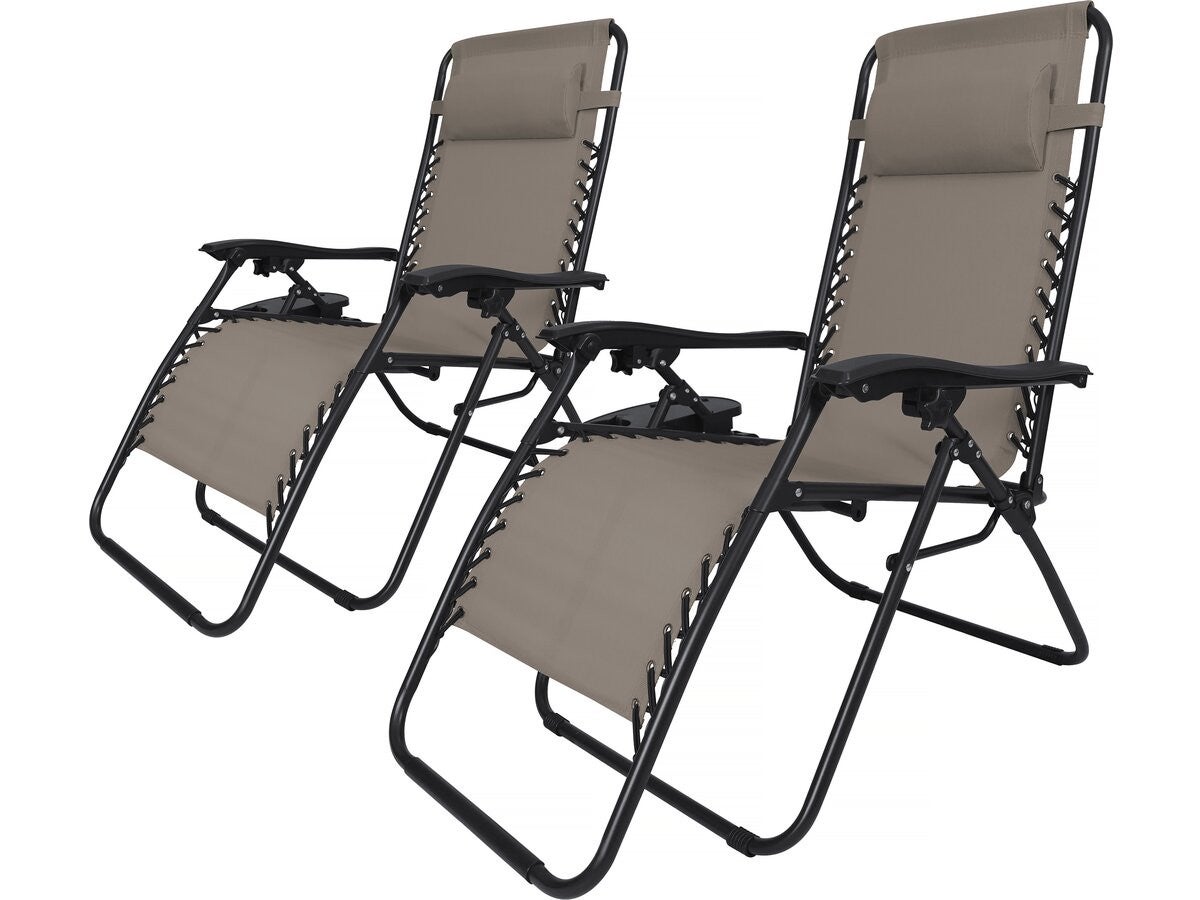 Zestaw 2 rozkładanych foteli ogrodowych "Sintra" o zerowej grawitacji - Taupe