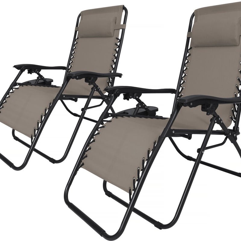 Zestaw 2 rozkładanych foteli ogrodowych "Sintra" o zerowej grawitacji - Taupe